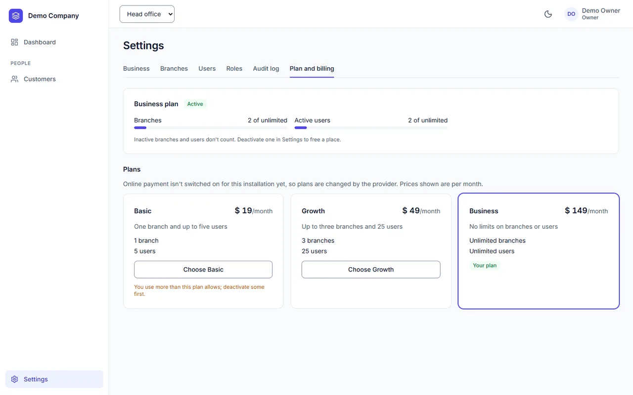 Plans and billing