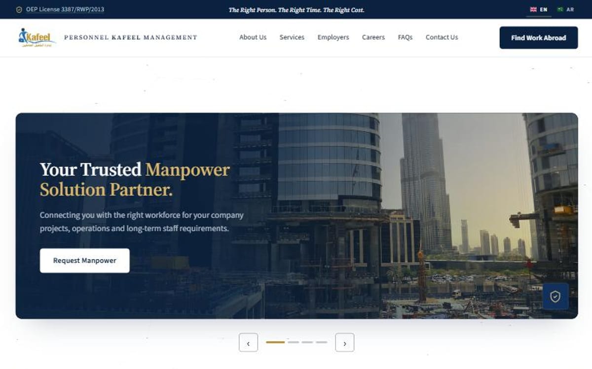 Homepage of kafeelmgt.com
